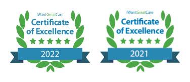 I want great care certificate of excellence 2021 and 2022